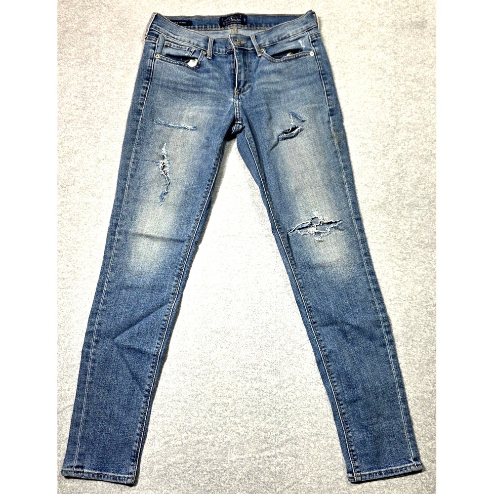 Lucky Brand Charlie Skinny Jeans Women 4/27 Medium Wash Distressed Stretch Denim